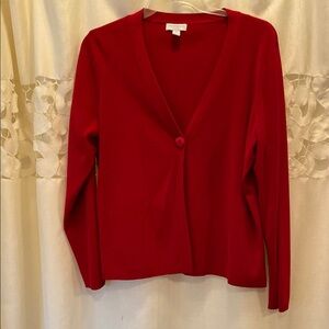 Red V-Neck Cardigan Sweater